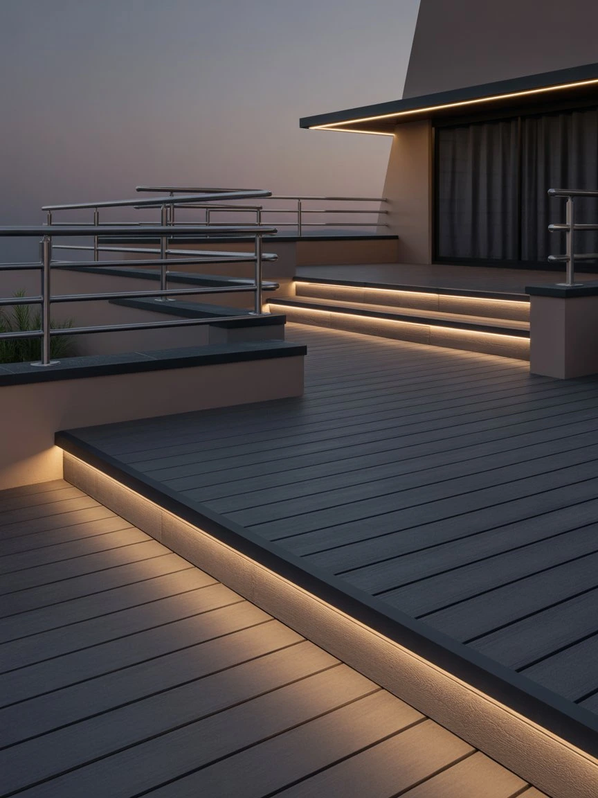 LED lighting in a composite decking board