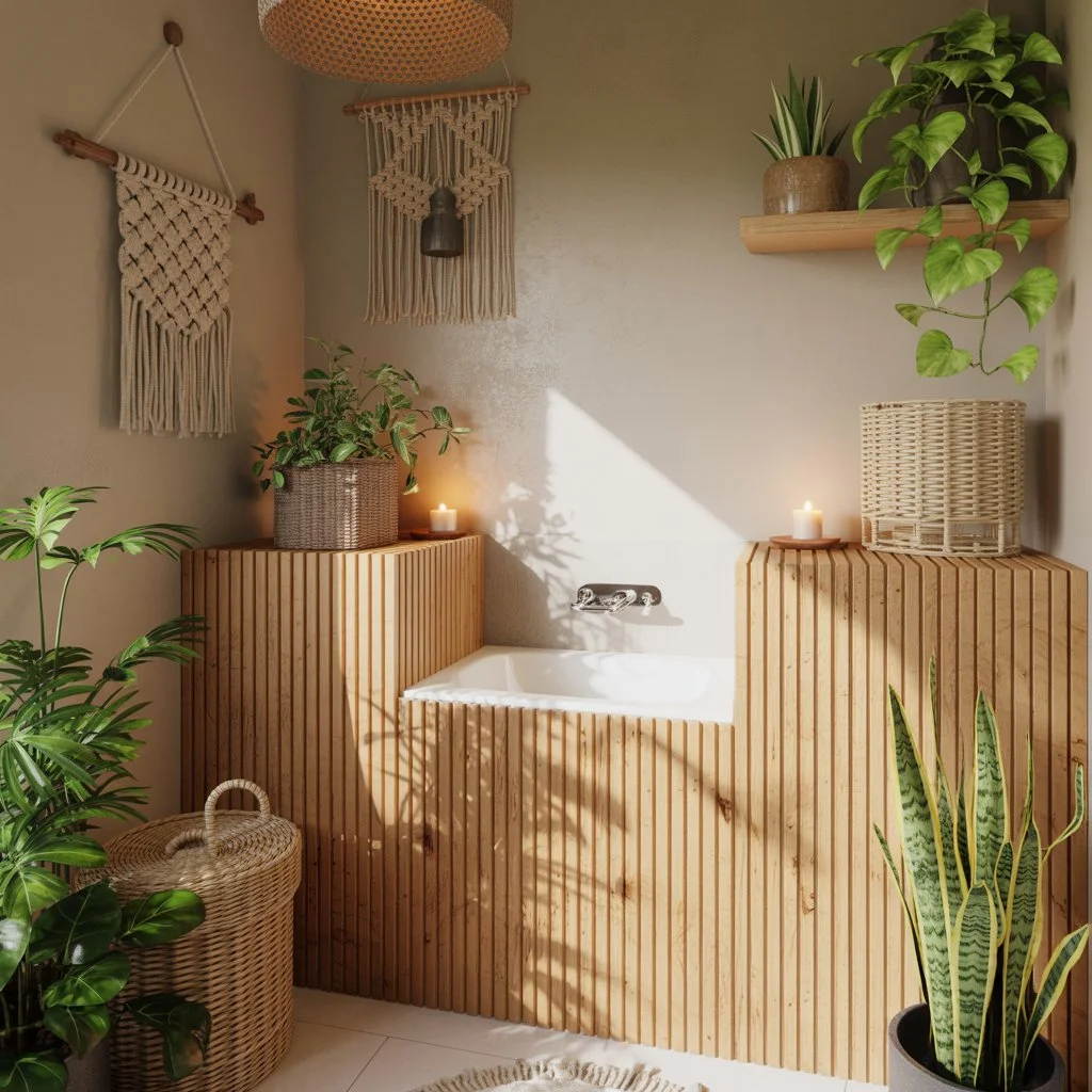 Slats in a small bathroom