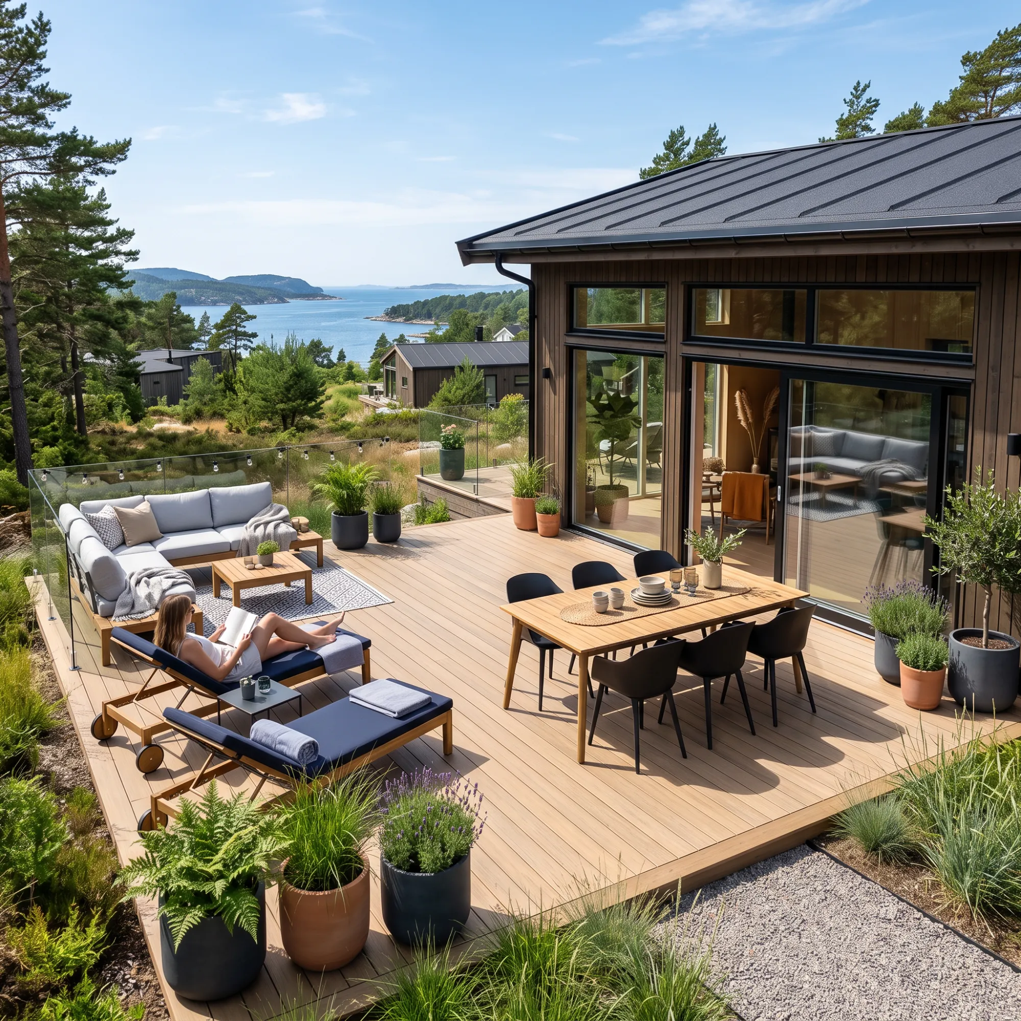 holiday home with a composite decking terrace