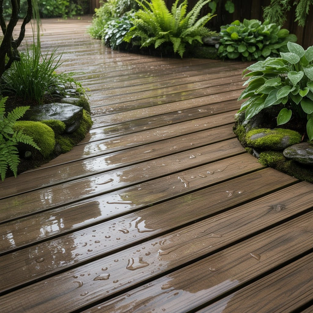 Garden paths made from composite decking boards