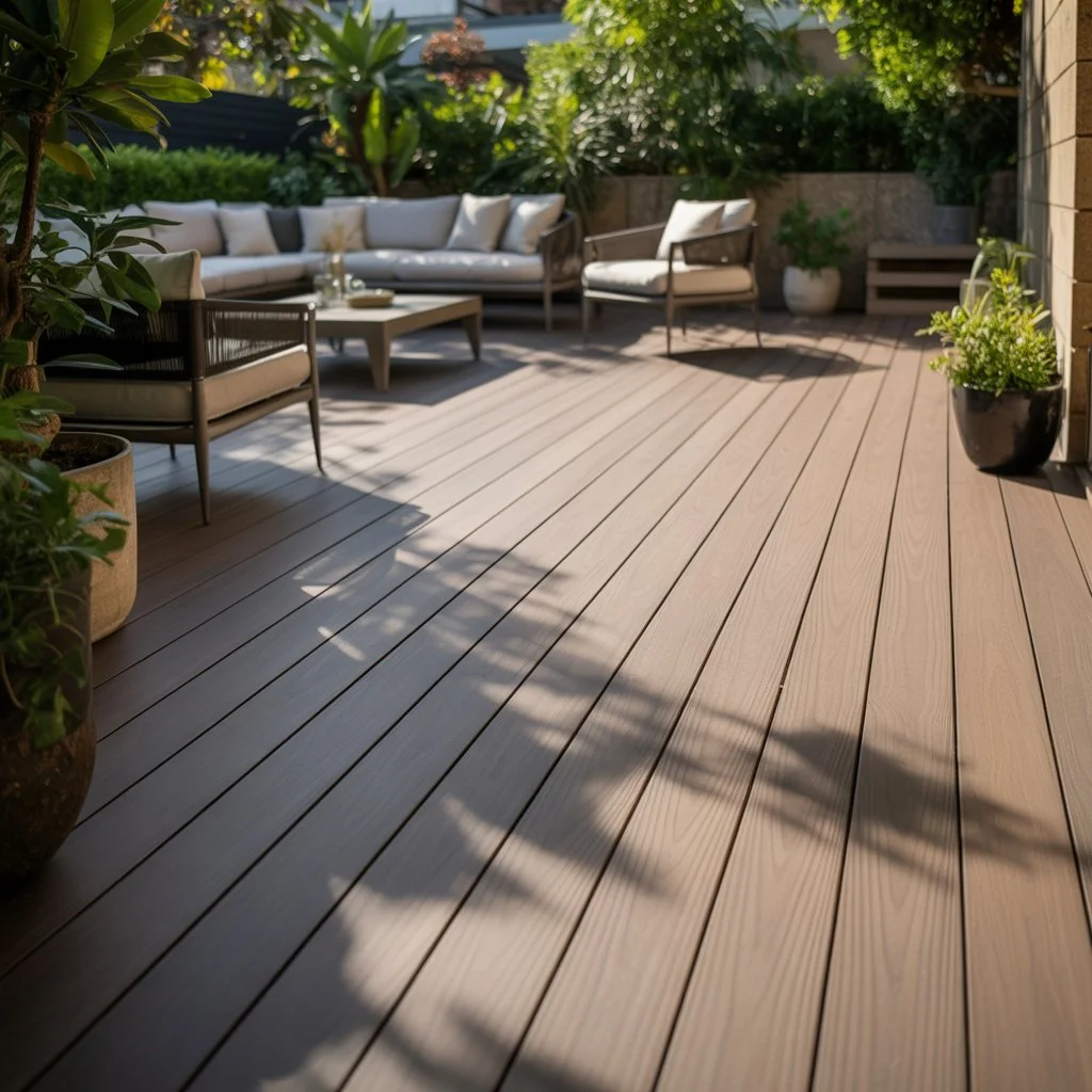 Solid or hollow composite decking board