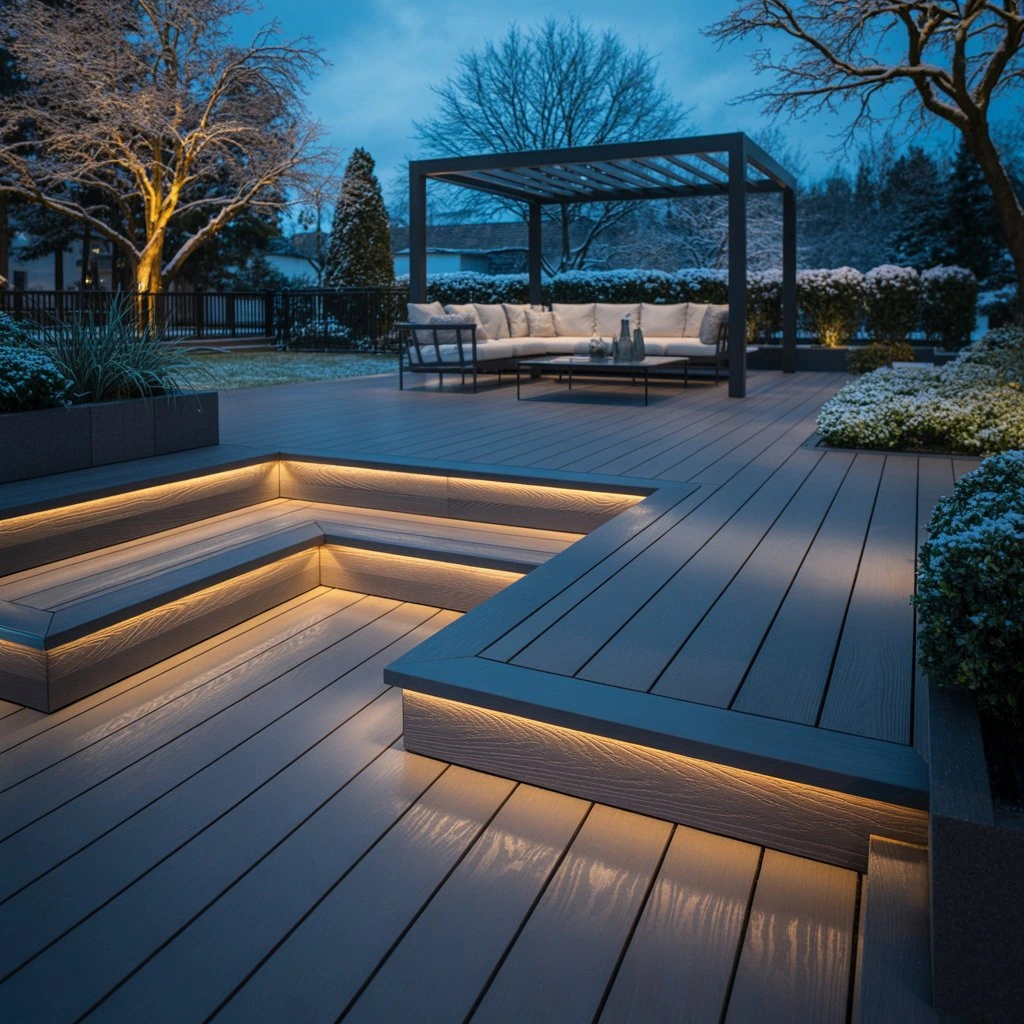 Planning a patio in autumn and winter - composite decking board