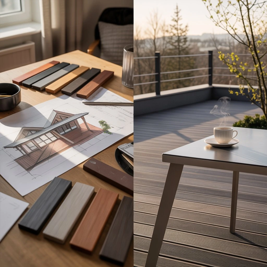Planning a patio in autumn and winter - composite decking board