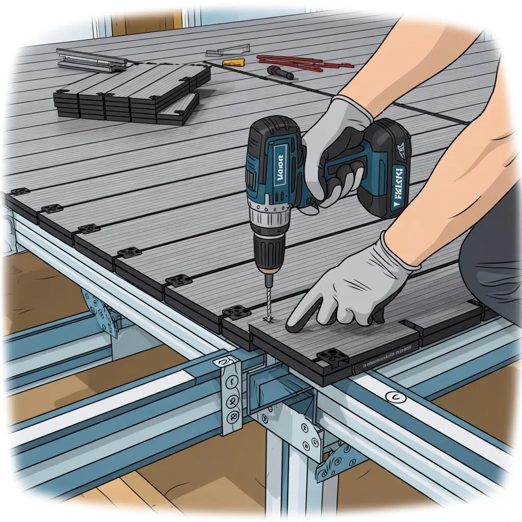 Composite decking tile