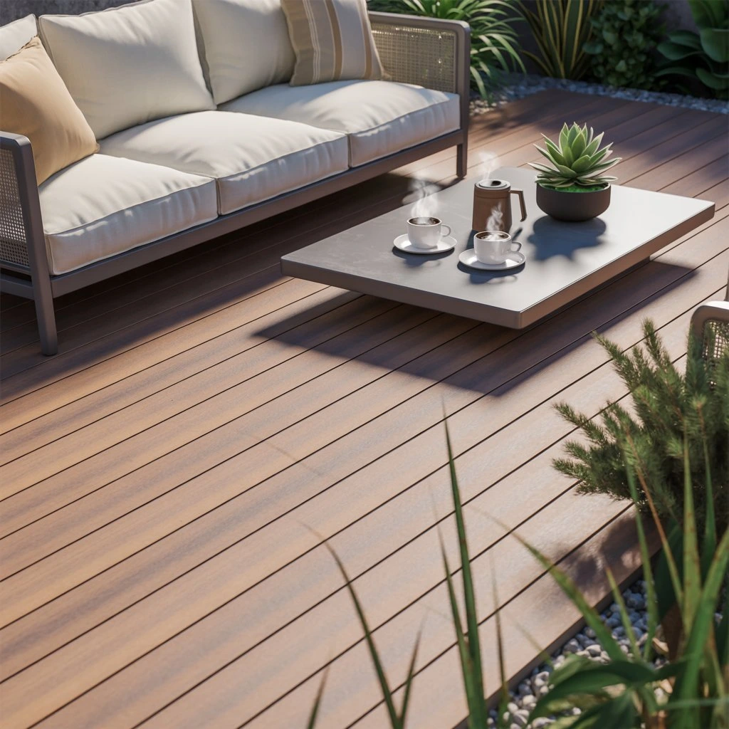 Pads beneath joists for a composite decking board deck