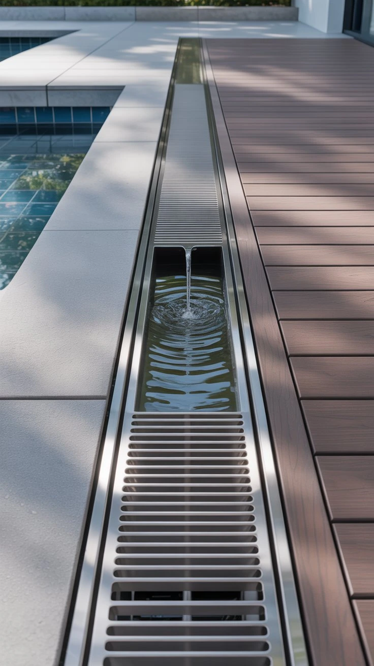 Slope and drainage on a composite decking board terrace