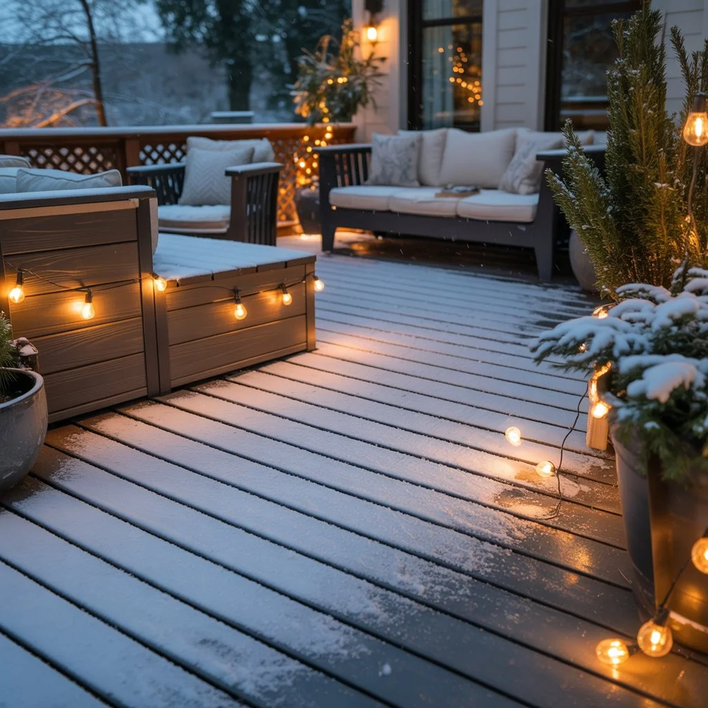Winter care for a composite decking patio