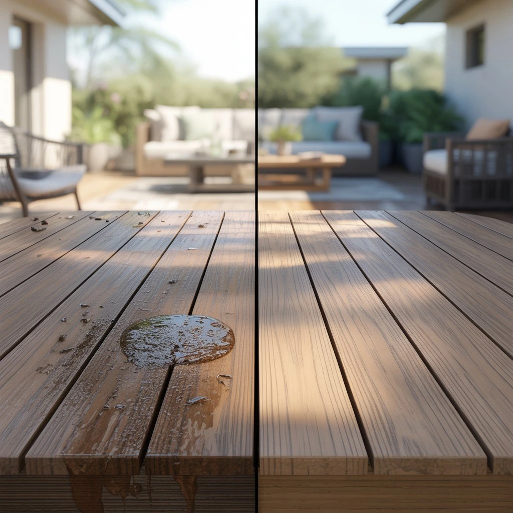 decking before and after cleaning
