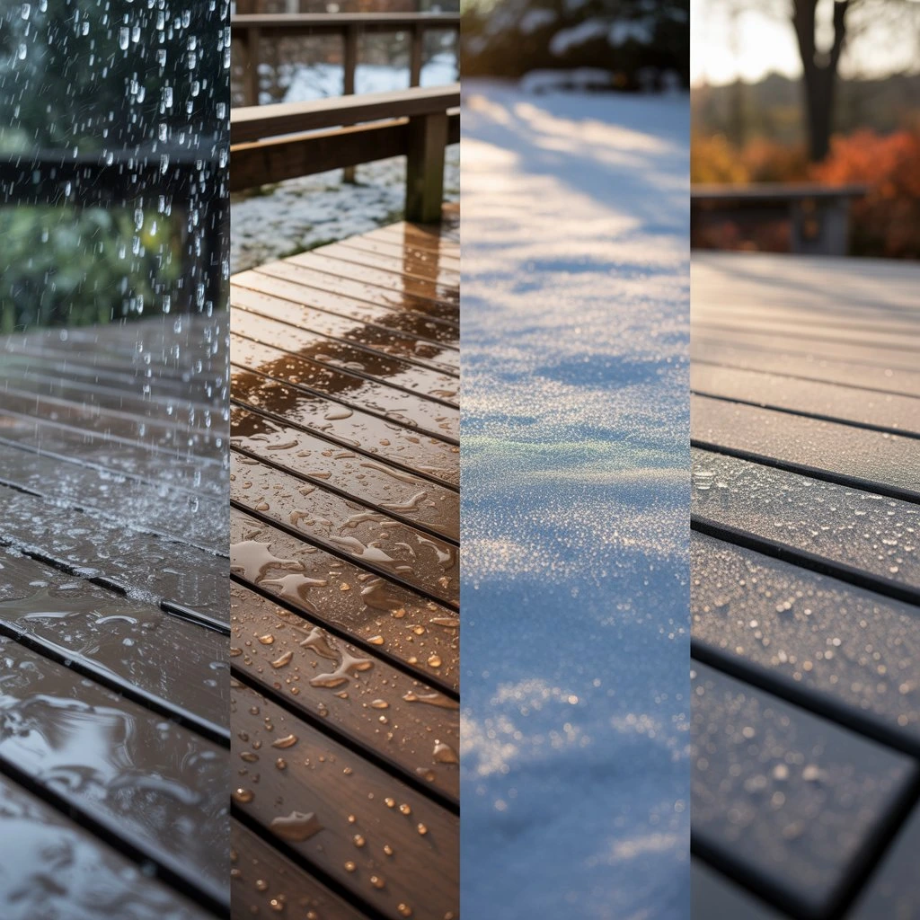 composite decking board - different weather conditions