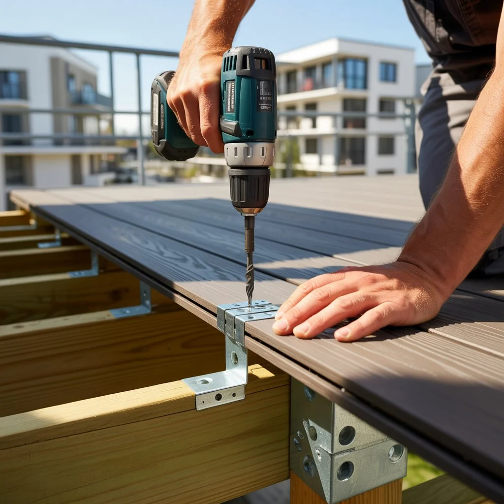 composite decking boards on a balcony