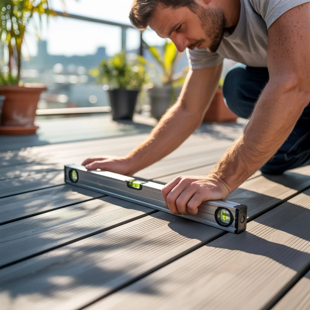 composite decking boards on a balcony