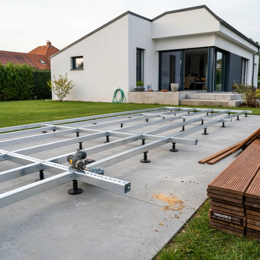 aluminium joist structure beneath WPC decking