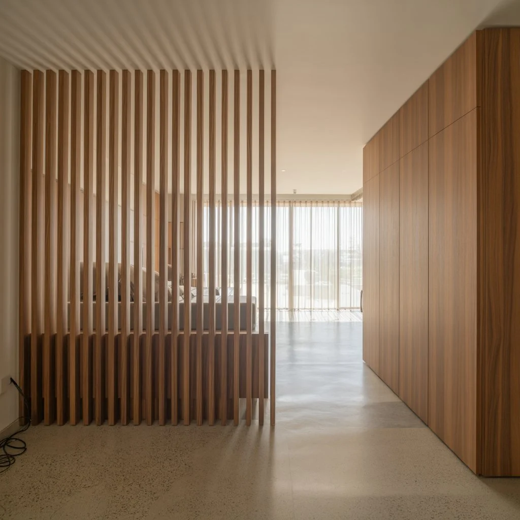 slatted panels will work in an entrance hall
