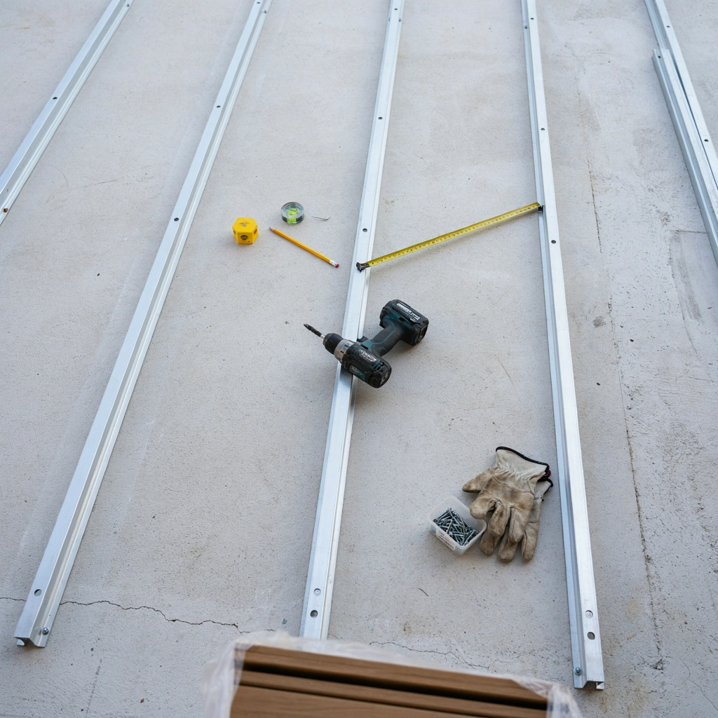 aluminium joists – terrace with composite decking boards