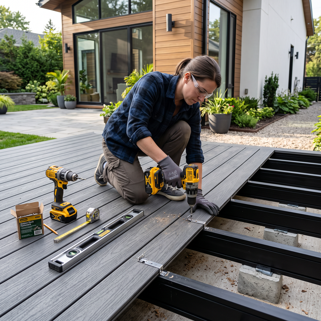 DIY installation of a composite decking terrace
