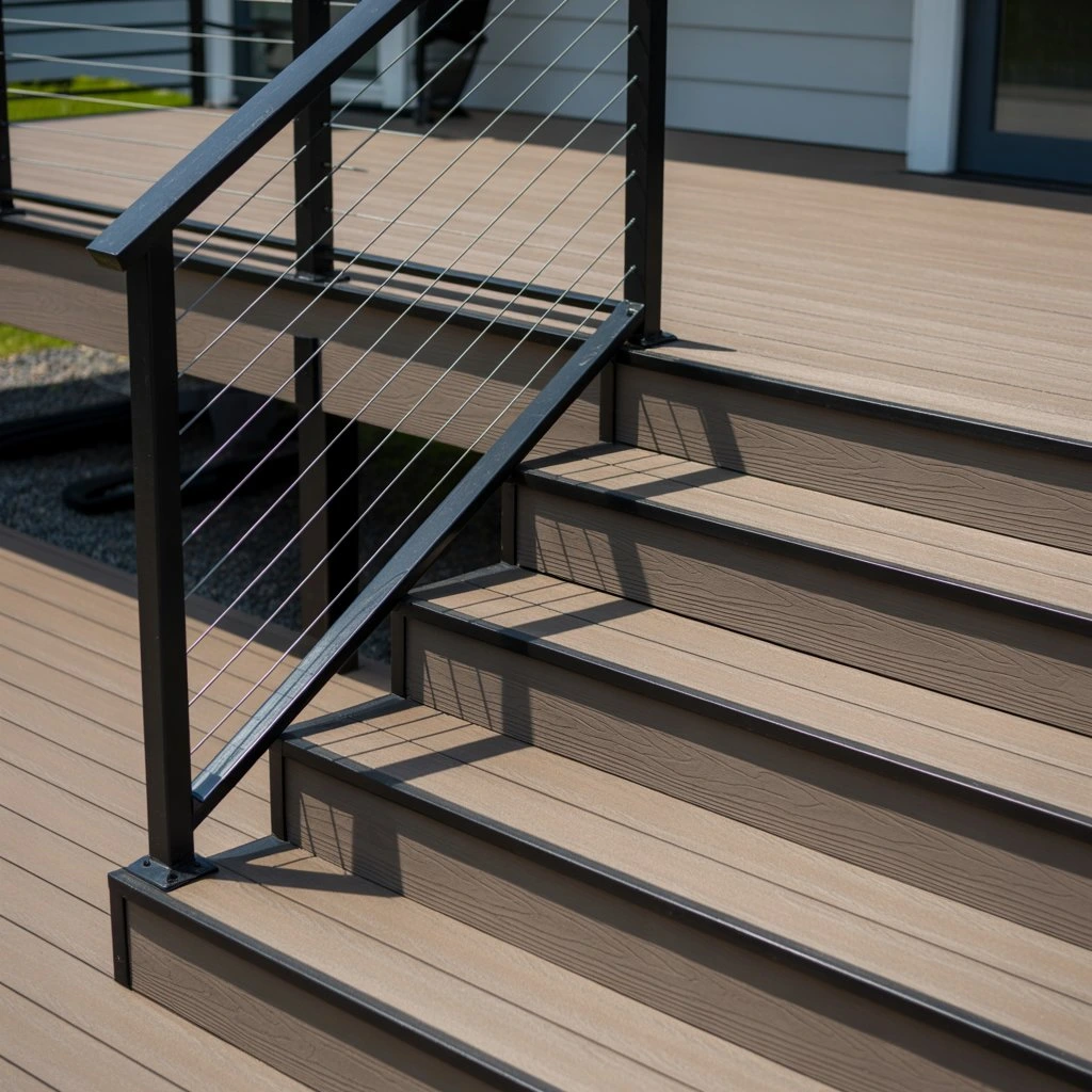 composite decking board steps - finishing trims