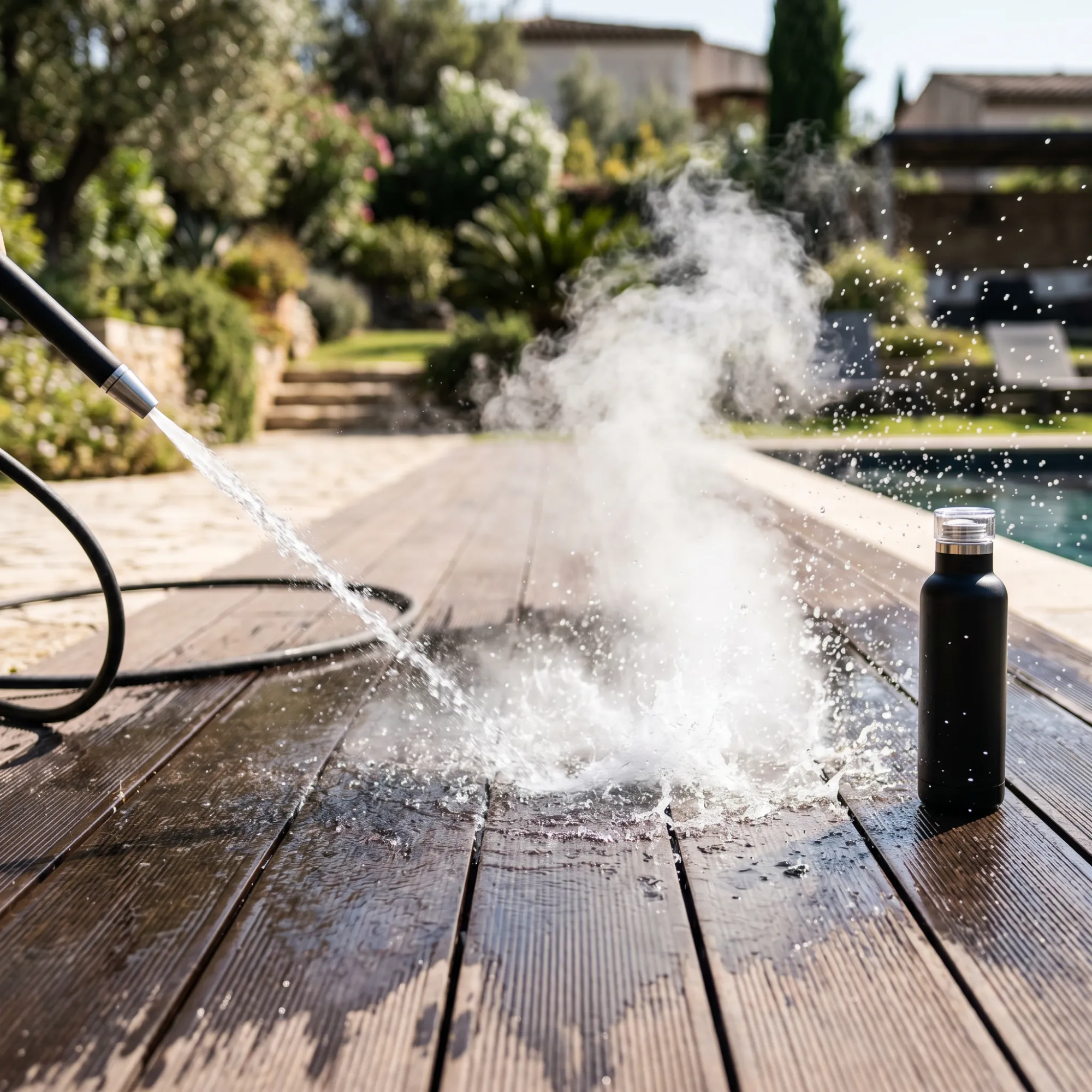 cooling composite decking with water