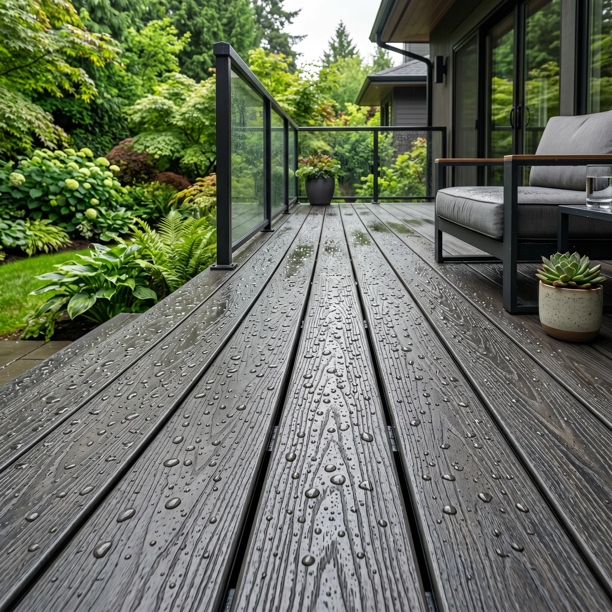 composite terrace slope allowing water to drain away