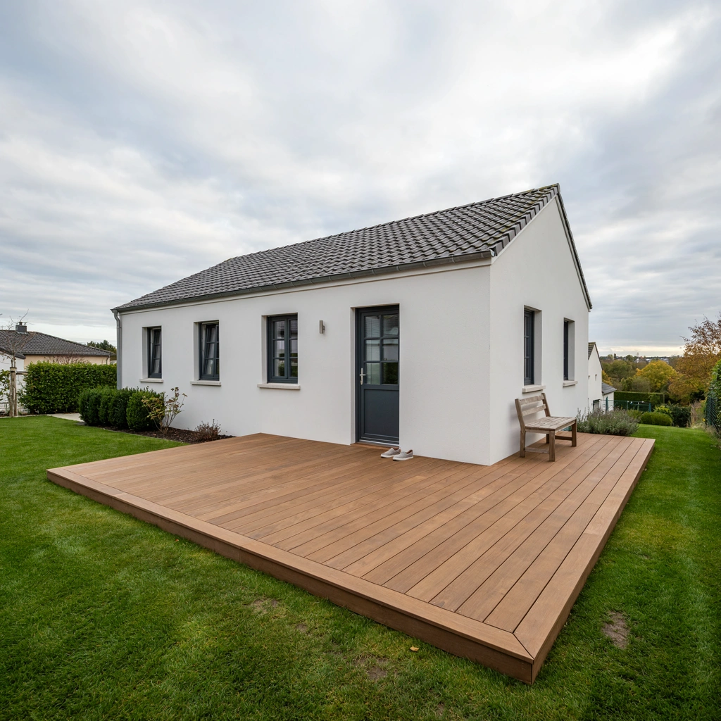 completed terrace made from smooth composite decking boards