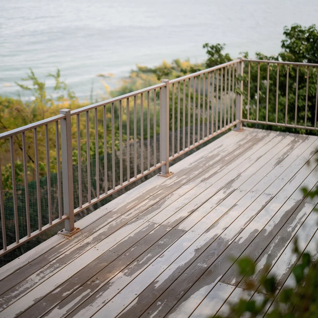 sun-faded decking