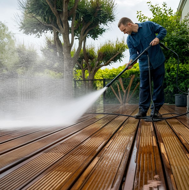 Cleaning a composite deck