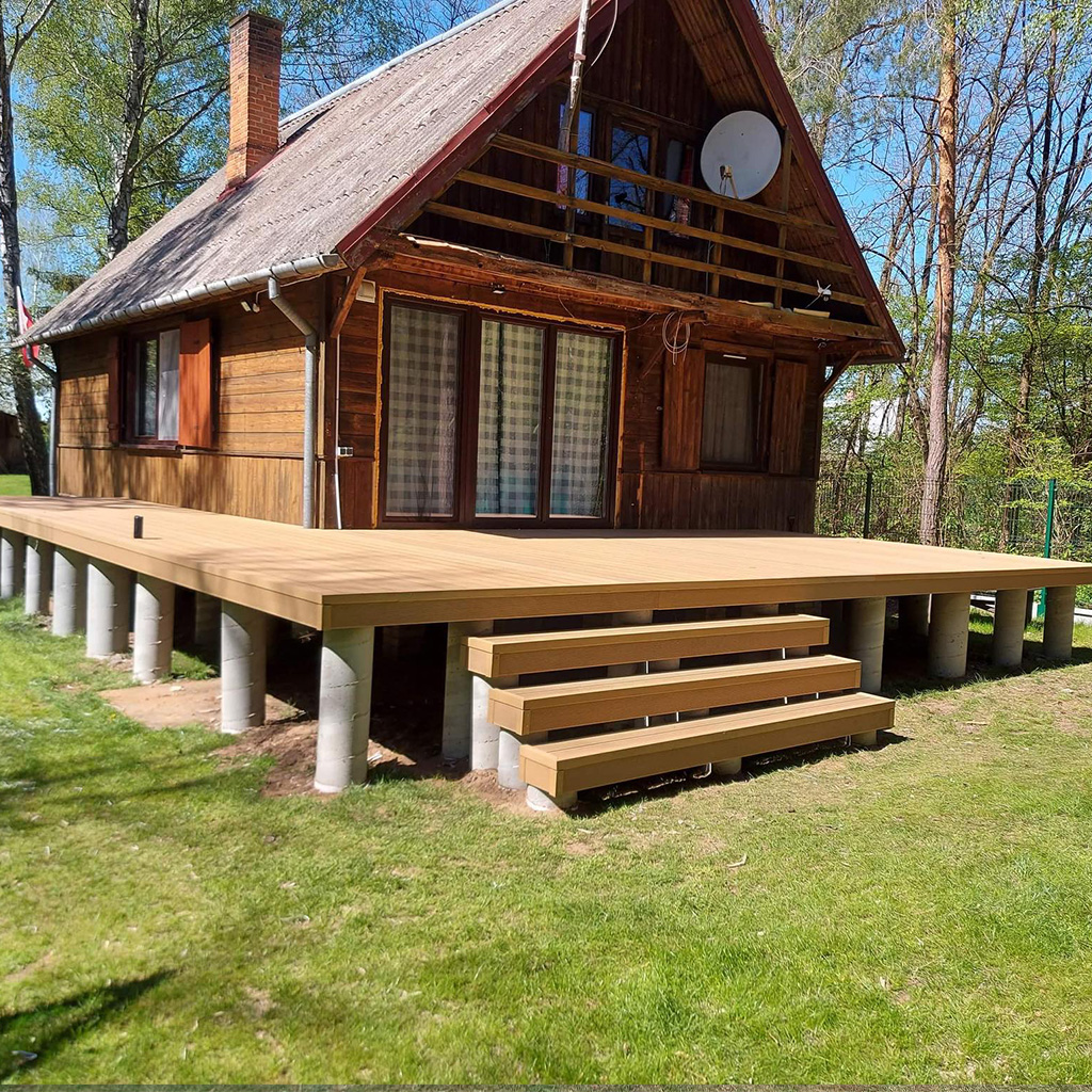 Composite decking system on a terrace