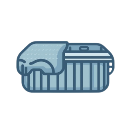 A blue icon of a hot tub with thermal insulation applied.
