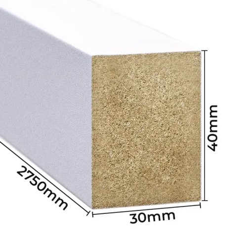 White wall slat with cross-section and dimensions shown: width 30 mm, height 40 mm, length 2750 mm.