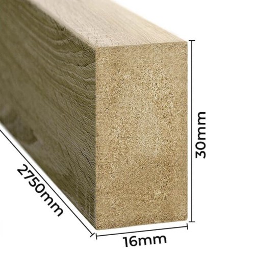 A Sonoma oak wall slat with the dimensions 16 mm, 30 mm and 2750 mm long shown.