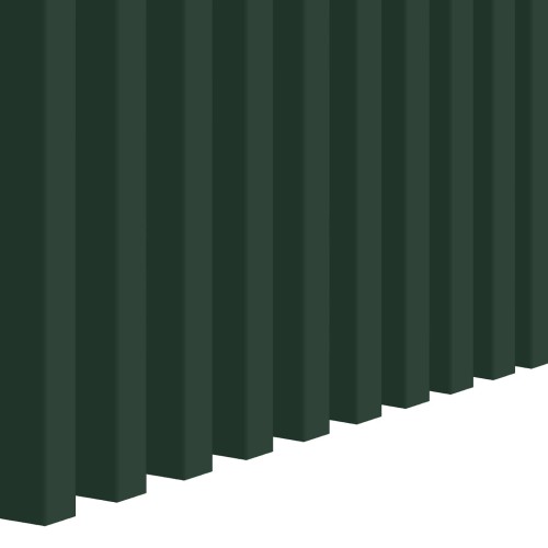 Vertical bottle-green decorative wall slats viewed from the side.