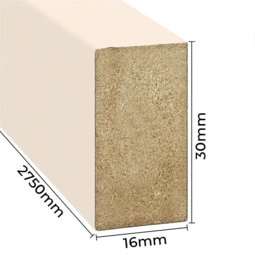 Cross-section of a beige wall slat with dimensions: width 16 mm, height 30 mm, length 2750 mm.