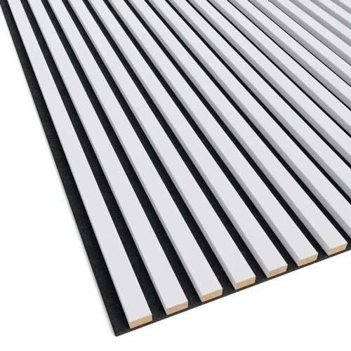 White wall slats on a black felt backing.