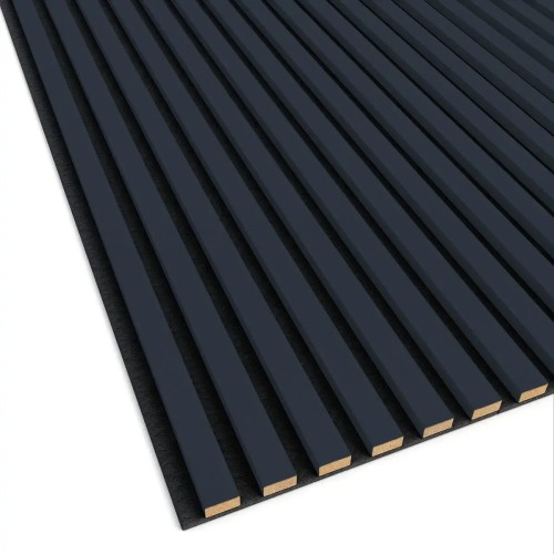 Anthracite wall slats on black felt, with the cross-section of the slat cores visible.