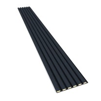 Anthracite felt-backed slats 24x300 mm decorative wall strips on felt