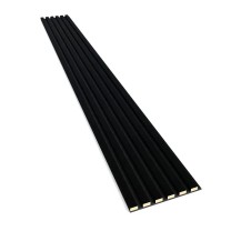Black felt-backed slats 24x300 mm, decorative wall strips on felt