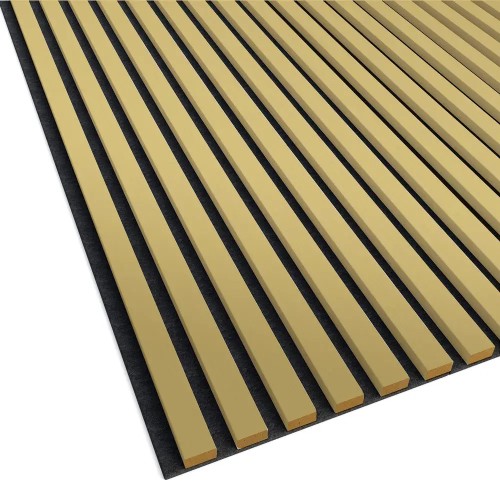 Decorative slats in a glossy gold colour on black felt.