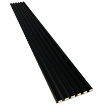 Black HDF slat panels on a board, 20x300 mm, decorative wall strips on an HDF board