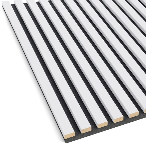 White wall slats on black felt, with the edge cross-section of the slats visible.