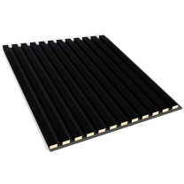 Black felt-backed slats 60x60 cm, decorative wall strips on felt