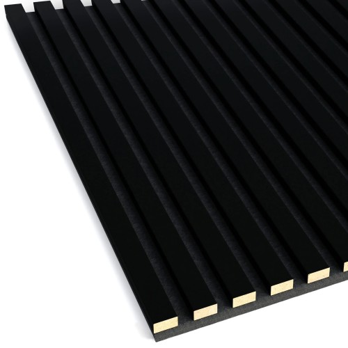 Black wall slats on dark felt, with the cross-section of the slats visible.