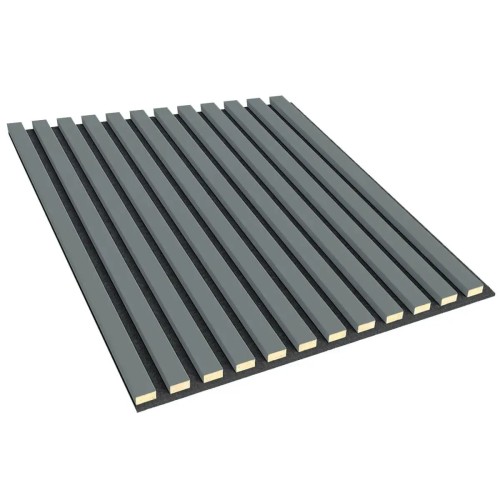 Panel with grey slats on black felt in Scandinavian grey.