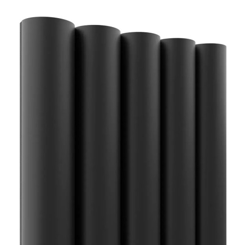 Black fluted wall panel with vertical, rounded half-round profiles