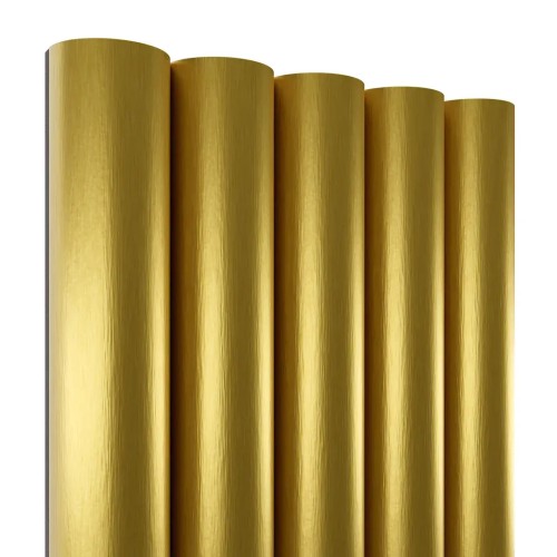 Gold decorative wall mouldings in the form of connected half-rounds, with a shiny metallic finish.