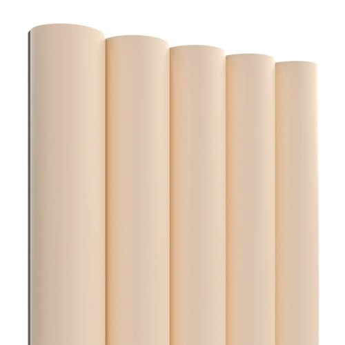 Beige wall panel with raised vertical decorative half-round profiles.