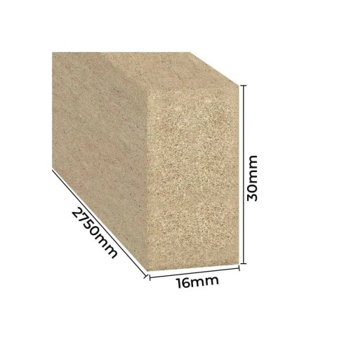 Unfinished wall slat with dimensions shown: 16 mm wide, 30 mm high and 2750 mm long.
