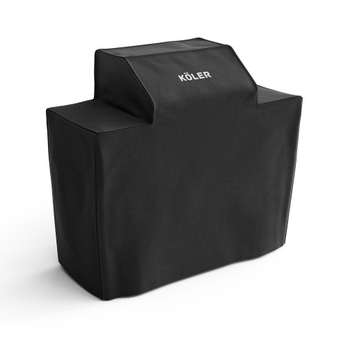 Black protective cover for a gas barbecue with a white KÖLER logo.
