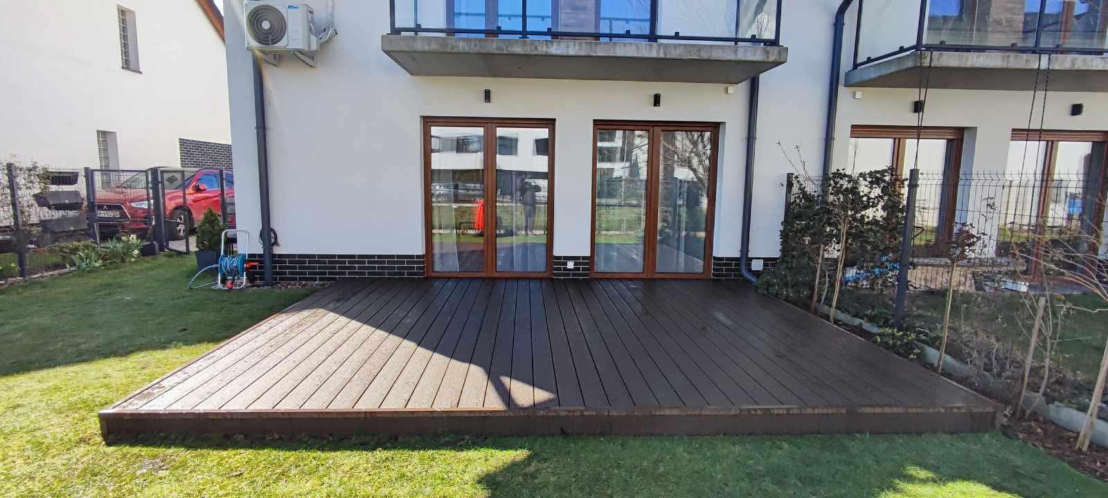 select grooved decking board, dark brown