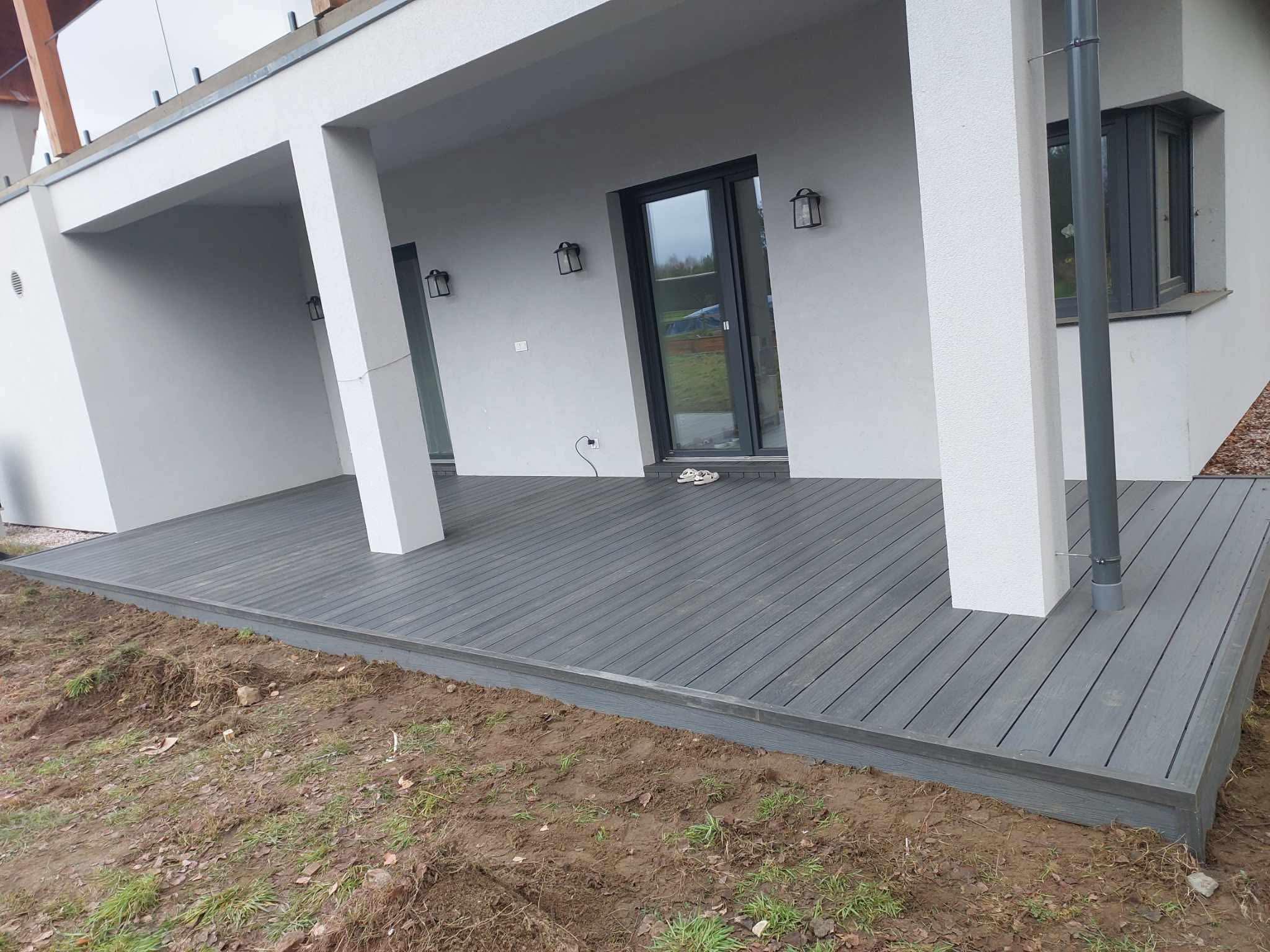 select grooved decking board, light grey