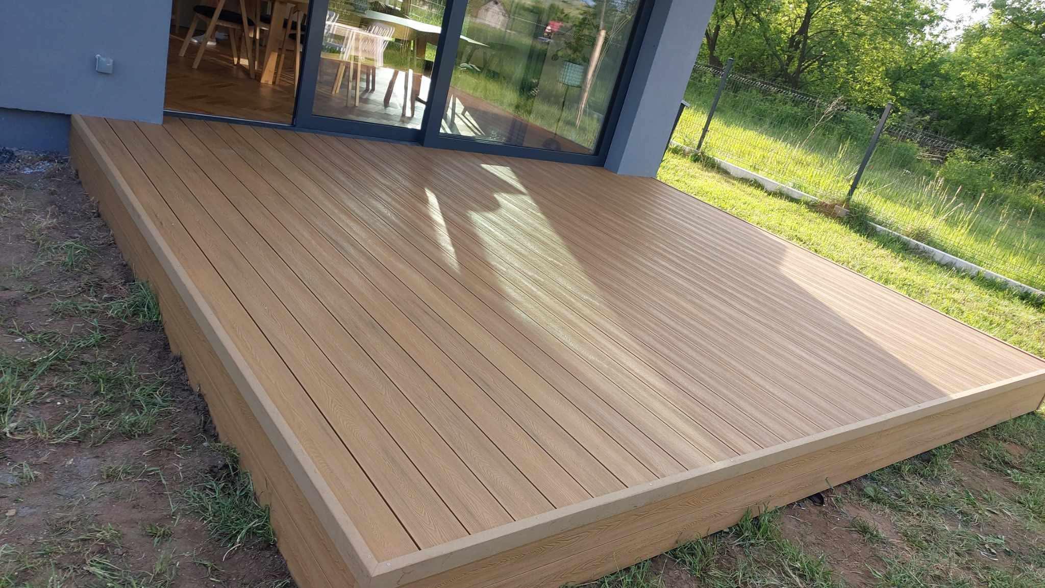 premium composite decking board, light brown