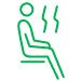 Green icon showing a figure sitting in a sauna with waves of heat.